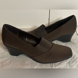 Women’s George Comfort Start Brown Wedge Mules Size 8.5